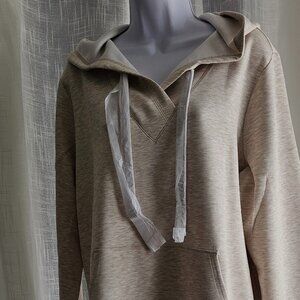 J.JILL Fit Elevation Knit Hoodie dark oatmeal heather Size M NWT $ 89